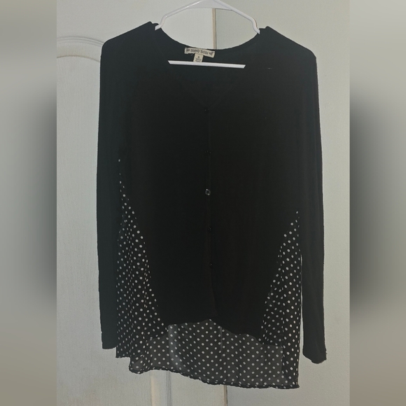 Chic Black Polka Dot Women's Blouse - Picture 1 of 3